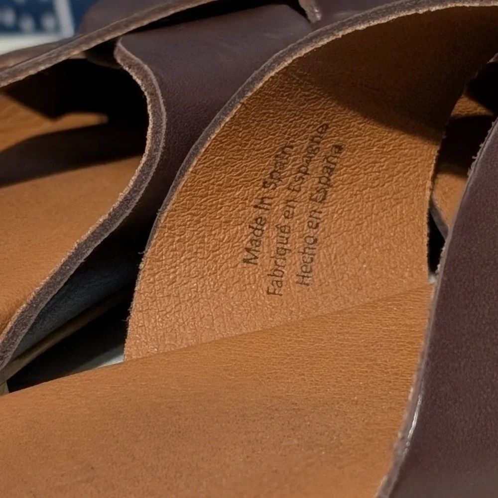 Pilcro Leather Twisted Slip On Slide Mules Flat Sandals Brown Women's 39 US 8.5 - Picture 6 of 8